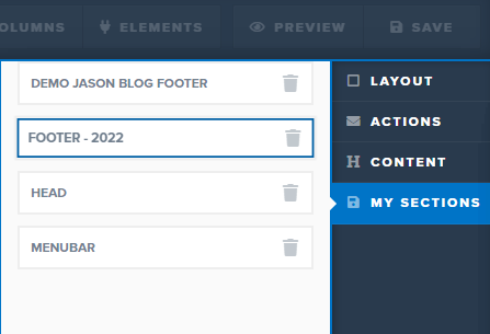 within my sections you'll find your footer template