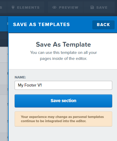 give the footer a name and save it as a template
