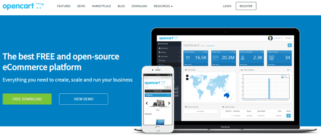 OpenCart free ecommerce platform